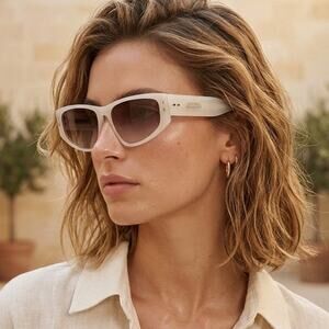 New! Isabel Marant IM0172/S 7AP3X Pearl White Rectangle Sunglasses, Authentic